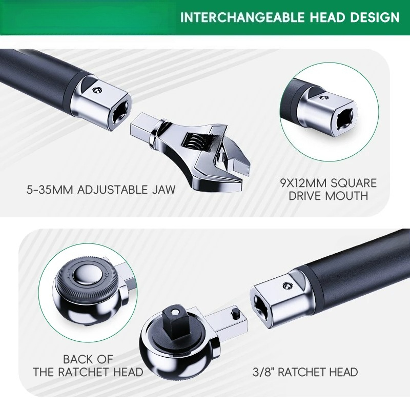 Цифровой динамометрический клю – обзор и цена Interchangeable Head Torque Wrench Open